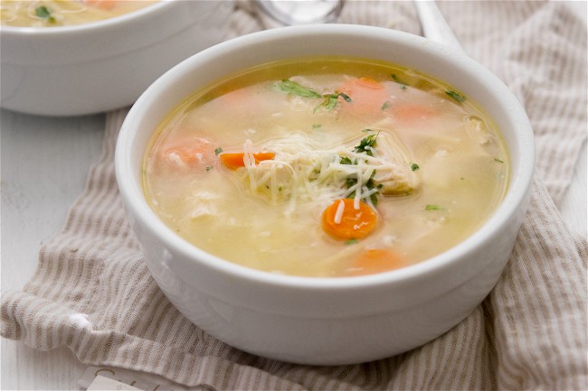 Image of Lemon Chicken Soup with Spaghetti