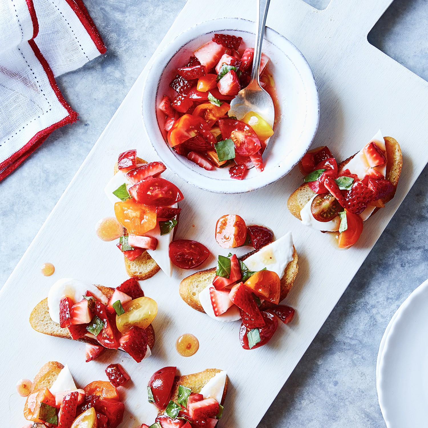 Mozzarella and Strawberry Bruschetta