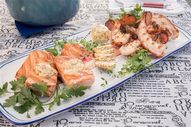 Image of Grilled Seafood Platter with Mustard Butter