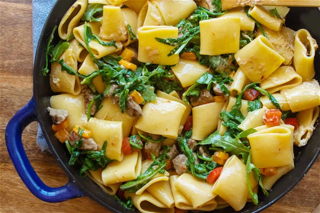 Image of Paccheri with Steak and Peppers