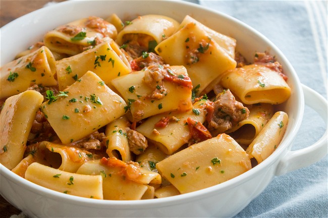 Image of Paccheri Pasta with Pomodorini and Tuna