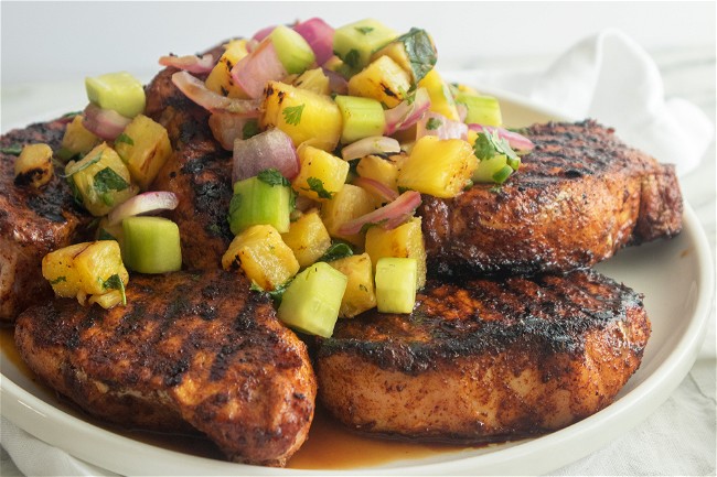 Image of Grilled Pork Chops with Pineapple Salsa