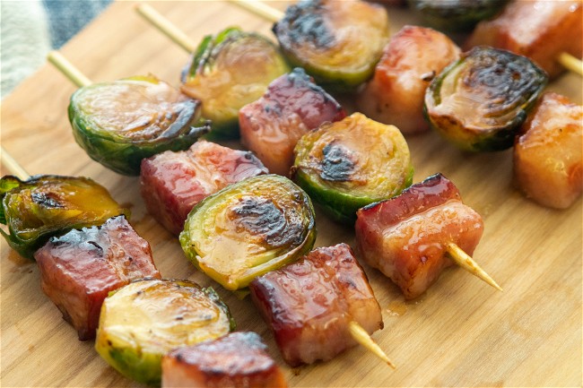 Image of Bacon Bourbon Brussels Sprout Skewers