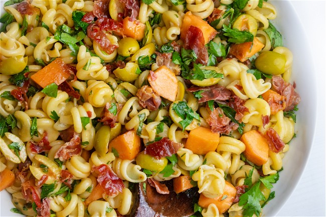 Image of Grilled Melon and Prosciutto Pasta Salad