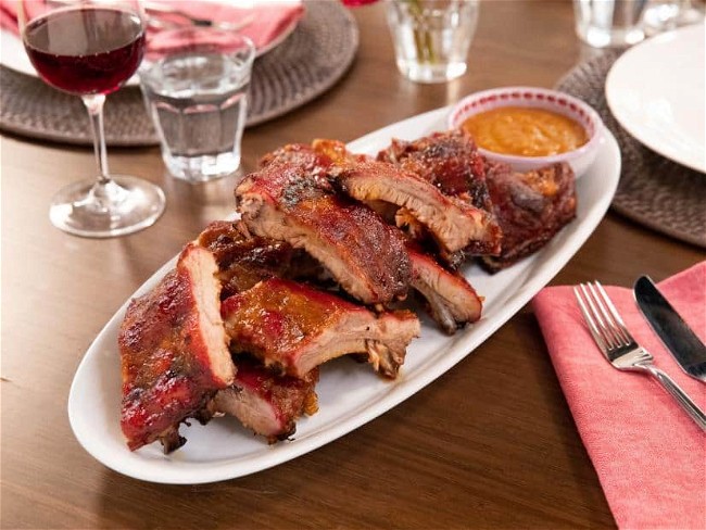 Image of Baby Back Ribs with Spicy Peach BBQ Sauce