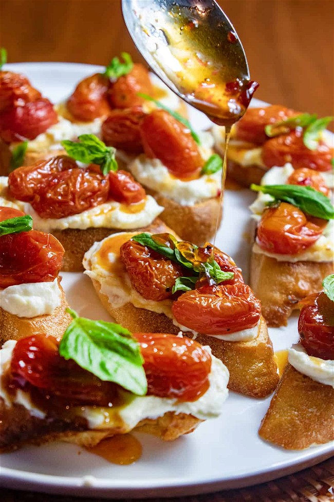 Image of Ricotta Bruschetta with Sweet and Spicy Tomatoes