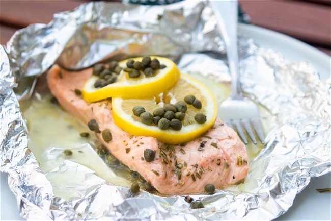 Image of Foil Packet Salmon With Lemons And Rosemary
