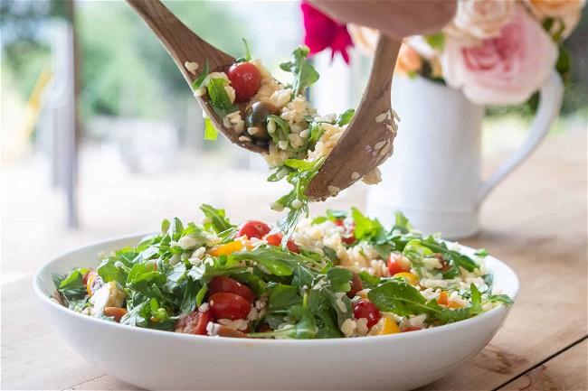 Image of Orzo with Cherry Tomatoes, Feta and Mint