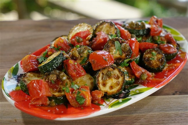 Image of Pan-Fried Zucchini with Anchovy Vinaigrette