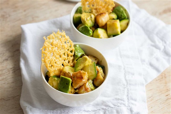 Image of Shrimp and Avocado Salad with Frico Chips
