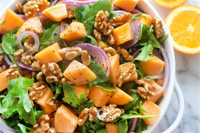 Image of Cantaloupe, Red Onion & Walnut Salad