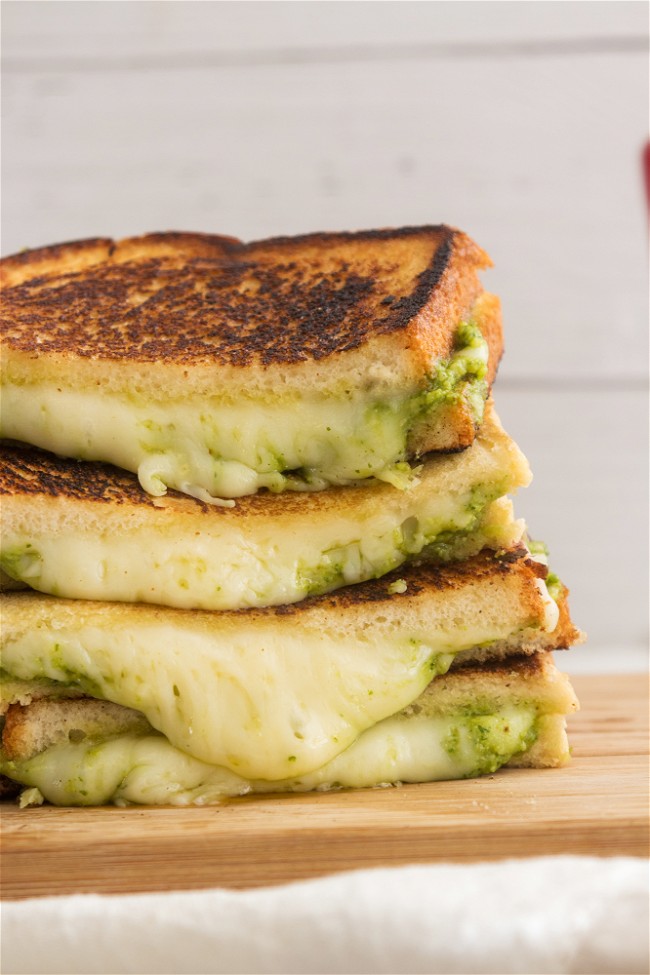 Image of Crispy Pesto Mozzarella Grilled Cheese