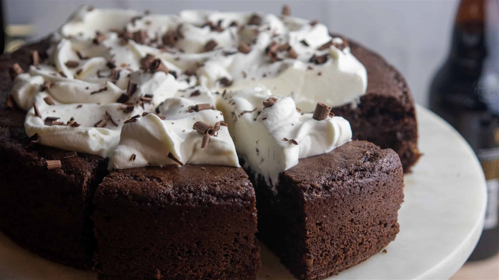 Chocolate Stout Cake With Bourbon Whipped Cream-image
