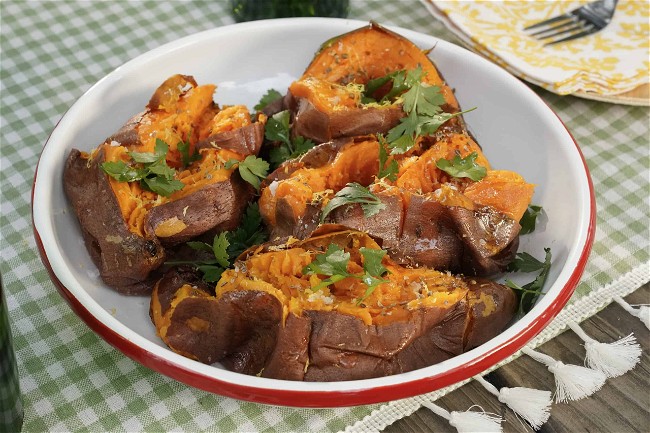 Image of Baked Coriander Sweet Potatoes