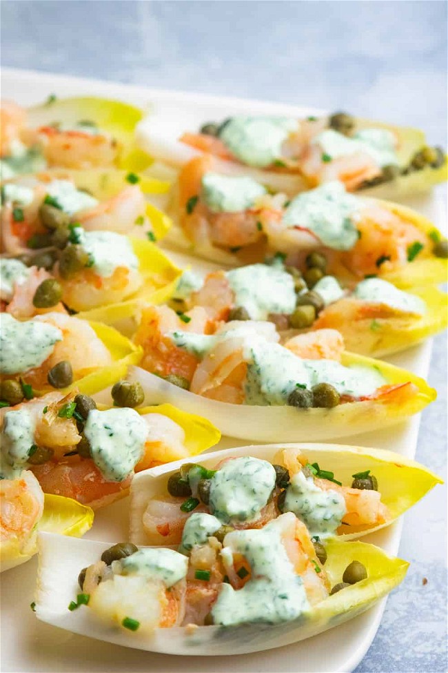 Image of Giada's Seared Shrimp In Endive Cups With Creamy Parsley Sauce