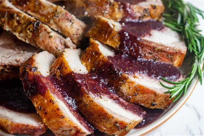Image of Roasted Pork Loin With Fig Port Sauce