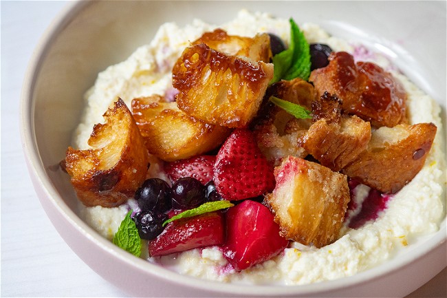 Image of Ricotta And Berries With Caramelized Croutons