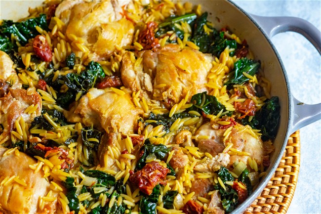 Image of Sun-Dried Tomato Chicken Orzo Skillet