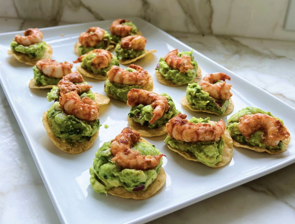 Spot Prawn Tostadas with Guacamole