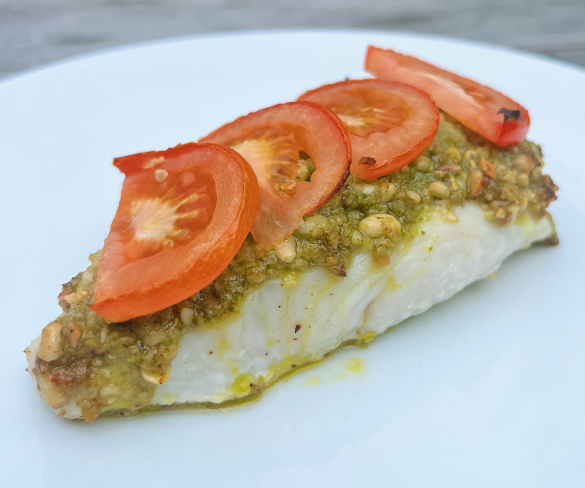 Pesto Pine Nut Halibut 