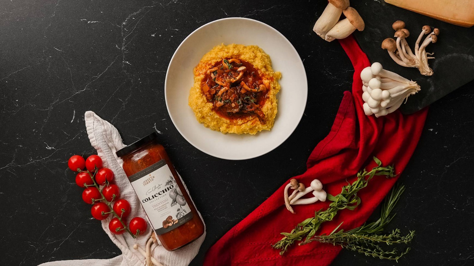 Image of Sauteed Mushrooms with Tomato & Polenta