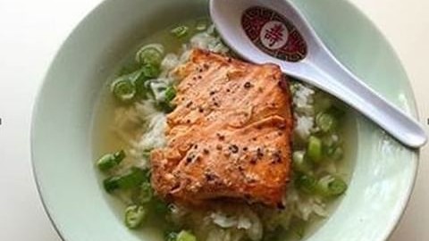 Image of Baked Salmon With Rice and Green Tea Lemon Broth