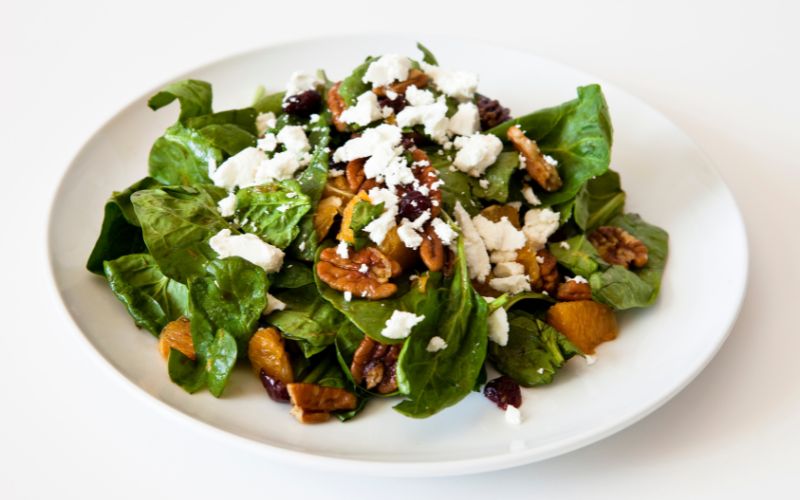 Spinach Salad With Bacon, Blue Cheese, & Bourbon Vinaigrette