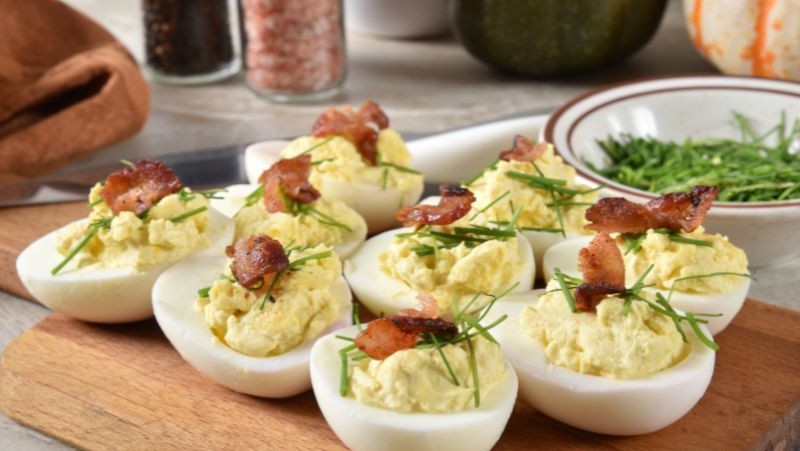 Image of Bourbon Candied Bacon Deviled Eggs