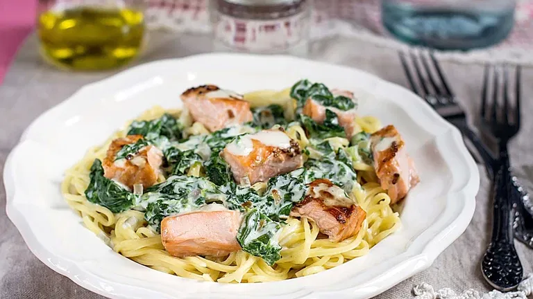 True Lemon Spaghetti with Salmon & Basil