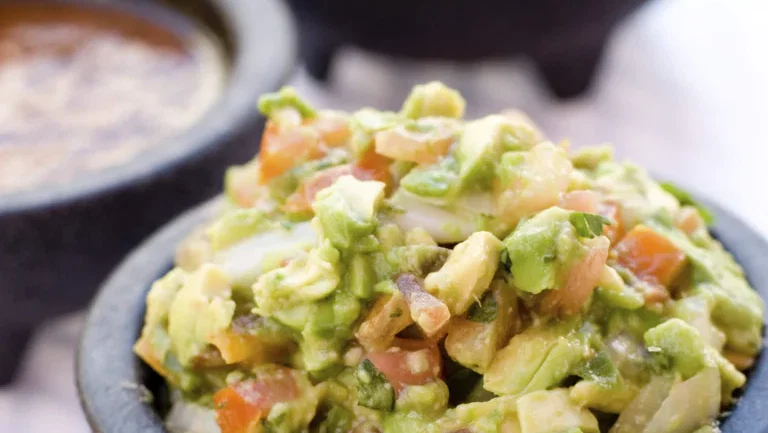 Bowl of lime Garlic and Cilantro Guacamole