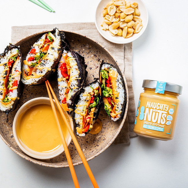 Veganes Sushi Sandwich mit Naughty Nuts BIO Erdnussmus Smooth