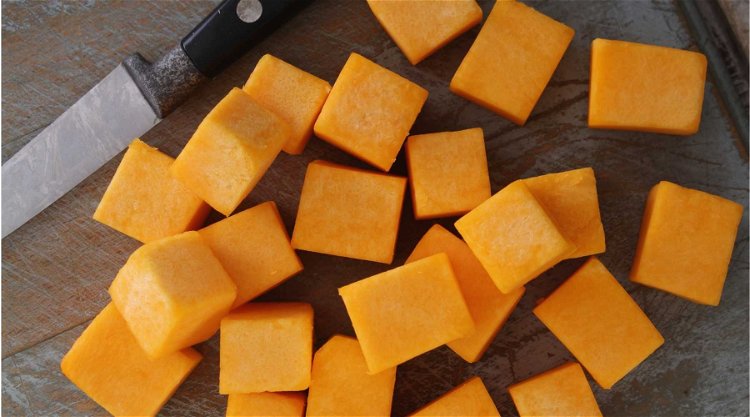Image of Add your cubed butternut squash, chopped peppers, chopped onion and...