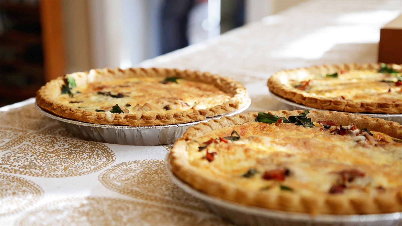 Image of Bacon and Seasonal Spring Greens Quiche