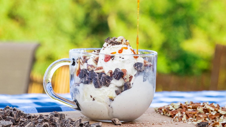 Image of Top with chopped pecans & dark chocolate.