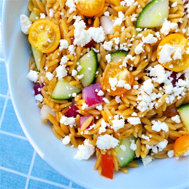 Image of Orzo Summer Salad with Bone Broth