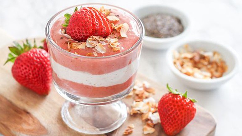 Strawberry Coconut Chia Pudding Parfait Recipe | Navitas Organics