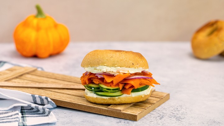 Image of Gluten-Free Pumpkin Bagel With Vegan Salmon Lox
