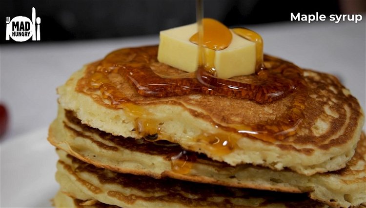Image of Serve pancakes hot with maple syrup, butter and your favorite...