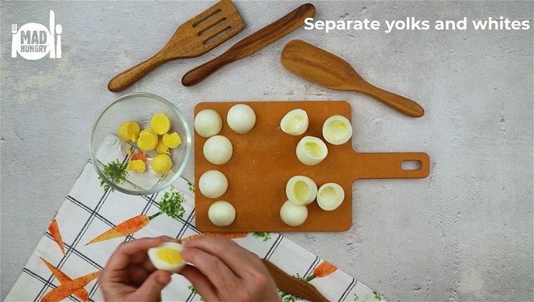 Image of Very carefully remove the egg yolks from the eggs and...