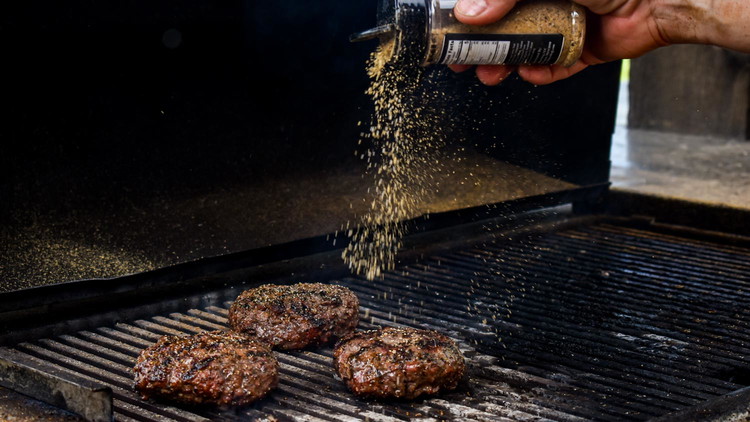 Image of Generously season patties with Bold & Beefy Seasoning and place over direct heat on a preheated grill.