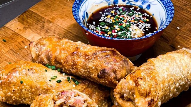 Image of BBQ Pork Egg Rolls and Tennessee Red Dipping Sauce