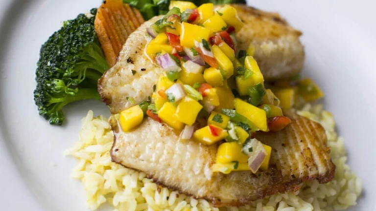 Image of Tilapia with Peach Mango Salsa