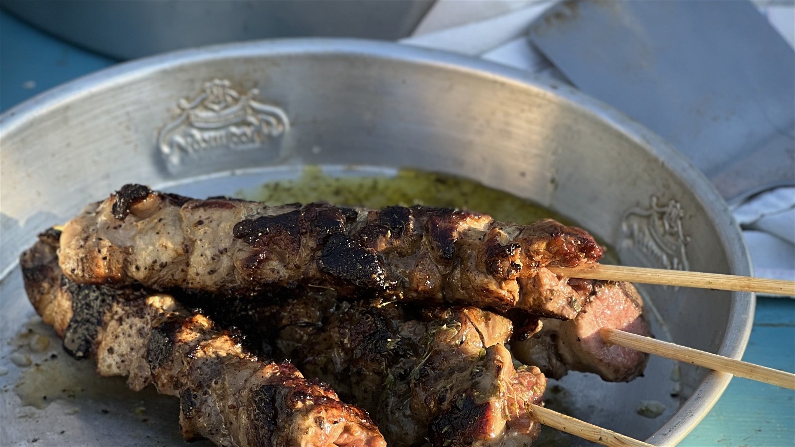 Image of LAMB SKEWERS WITH LEMON, OLIVE OIL & SUMAC SALT