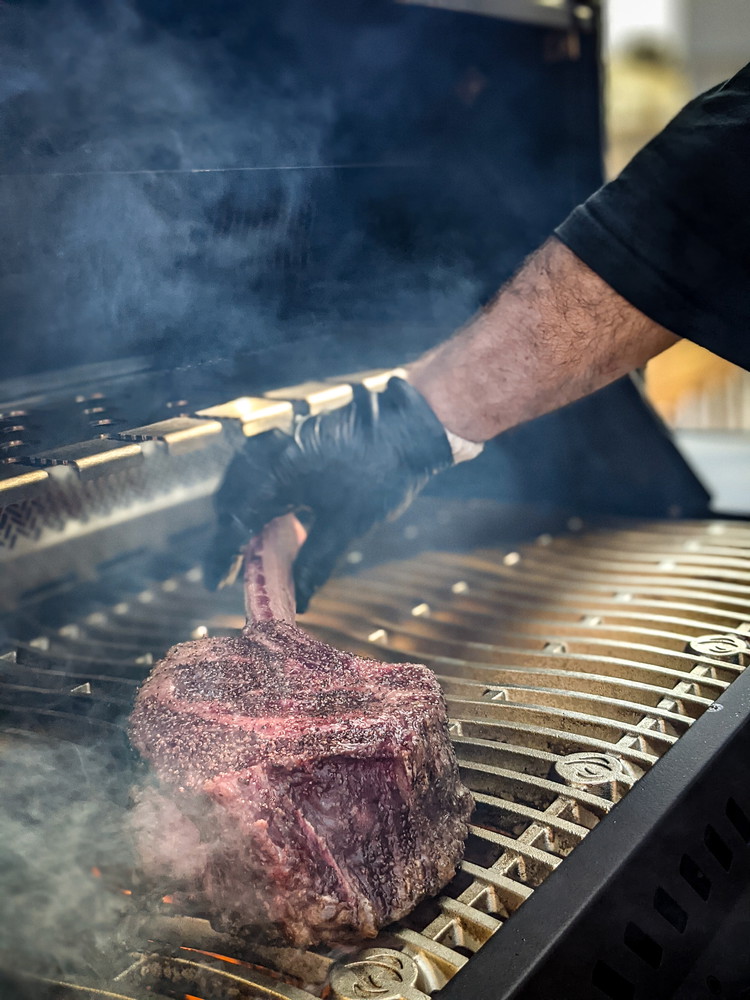 Image of Place tomahawk ribeye directly over high heat to sear for 2.