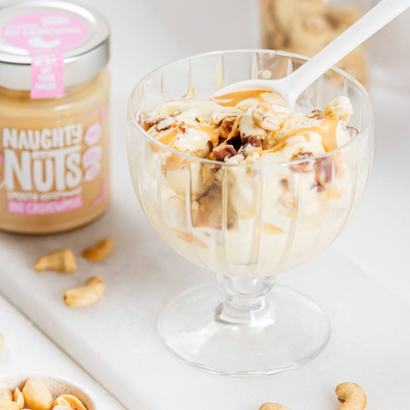 Salted Caramel Eis mit Cashewmus Smooth