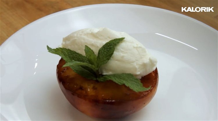 Image of Top each fruit half with a dollop of ricotta-whipped cream...