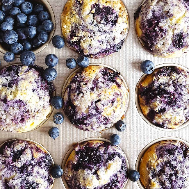 Image of Gooey Blueberry Drizzle Muffins