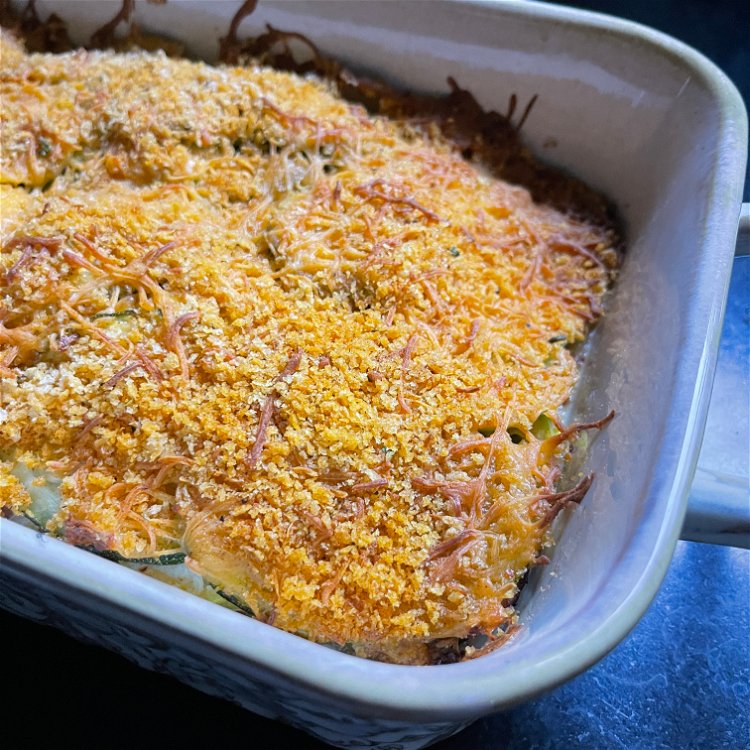 Image of Sprinkle the top with cheese and Parmesan Paprika Panko.