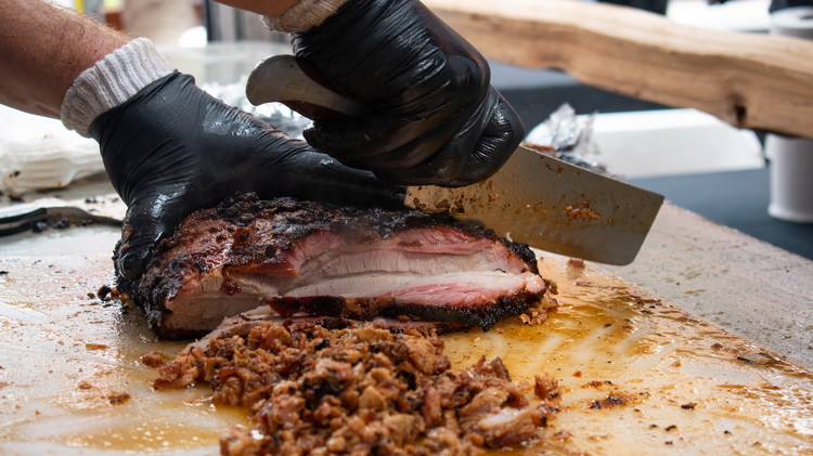 Image of Dice up the pork belly into 1/2 inch chunks.