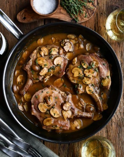Image of Pork Chops in a Marsala Mushroom Sauce